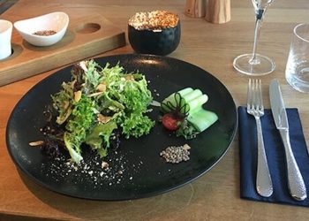 Blattsalat mit Hanföl basiertem Apfel-Balsam, Dressing und Knabberhanf Saat