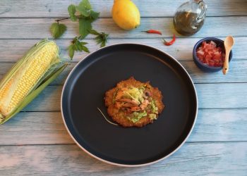 Garnelen mit Brennnessel-Hanf Pesto und Zitronen-Fenchel Relish