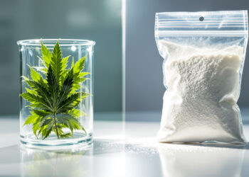 Laboraufnahme zur Gegenüberstellung von Cannabis und harten Drogen