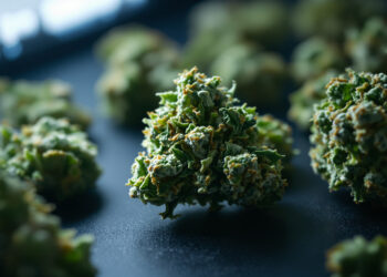 Cannabisblüten unter klinischen Laborbedingungen mit Messgerät