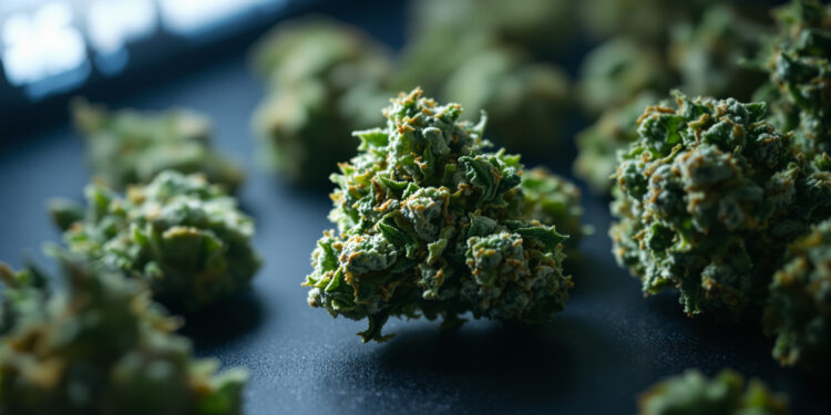 Cannabisblüten unter klinischen Laborbedingungen mit Messgerät