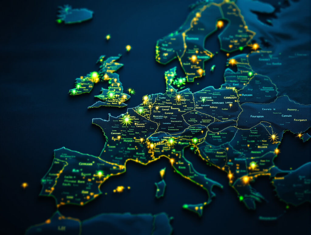 Europe map showing cannabis regulatory models of different countries