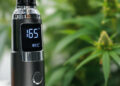 Digitale Temperaturanzeige eines medizinischen Vaporizers bei 185°C