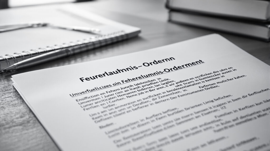 Geöffnetes Gesetzesdokument mit markierten Paragraphen auf Schreibtisch