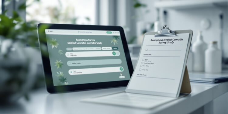 Wissenschaftliche Befragung zu medizinischem Cannabis auf Tablet