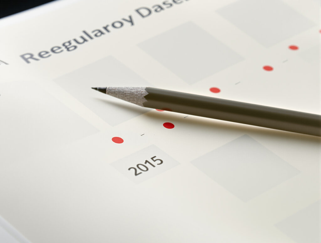 Kalender mit markierten Terminen und Bleistift