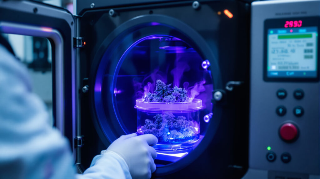 Cold-Plasma-Dekontaminationsanlage für pflanzliche Arzneimittel im Betrieb