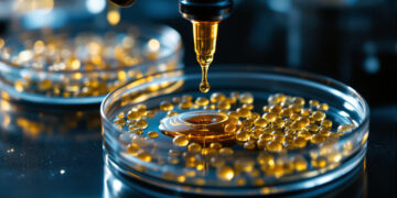 Laboraufnahme von Zellkulturschalen mit Immunzellen und Cannabinoid-Lösung