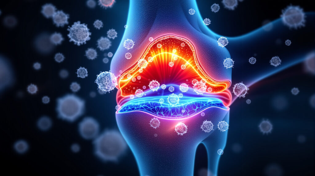 Medizinische Darstellung von Neutrophilen in entzündetem Gelenkgewebe