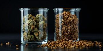 Cannabis und Tabak nebeneinander in klinischer Darstellung