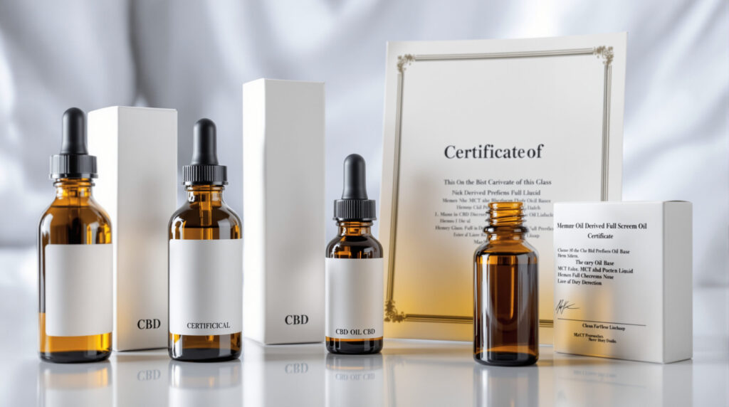 Tiermedizinische CBD-Produkte mit Laborzertifikat auf Untersuchungstisch
