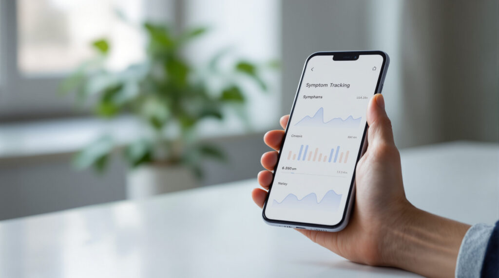 Smartphone mit App zur Symptom-Dokumentation bei Cannabis-Therapie