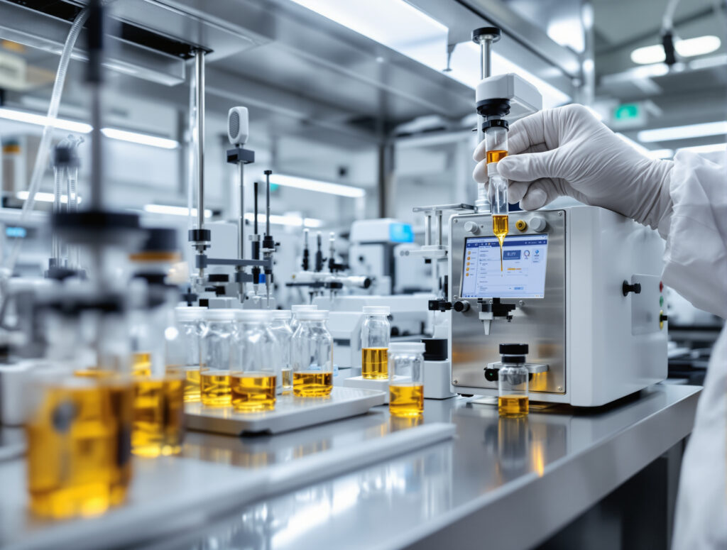 Pharmazeutisches Forschungslabor mit Analysegeräten für Cannabis-Wirkstoffe