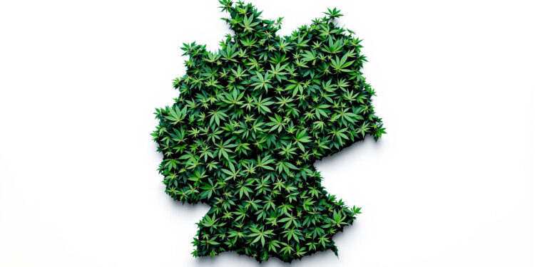 Deutschland-Karte aus Cannabis-Blättern, Dichte regional unterschiedlich