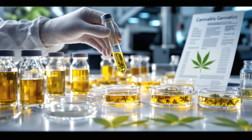Labor für Cannabis-Genetik mit Proben und wissenschaftlicher Ausrüstung