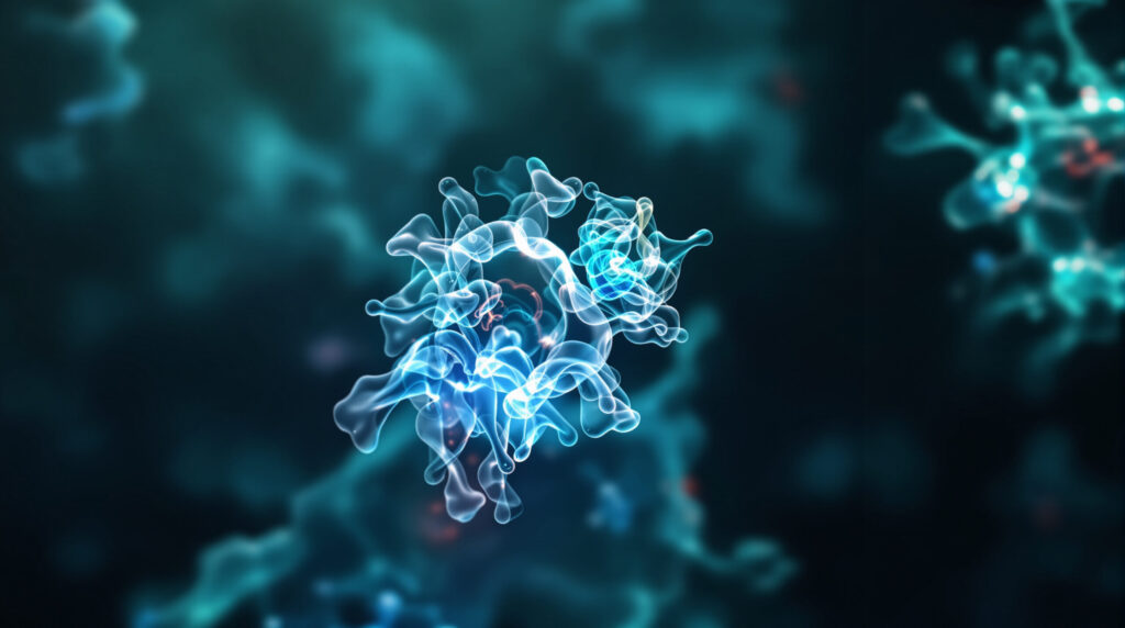 Modello 3D del recettore dell'adenosina A2a nella membrana cellulare
