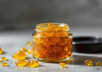 Undeklariertes Cannabis-Harz in unbeschriftetem Glas