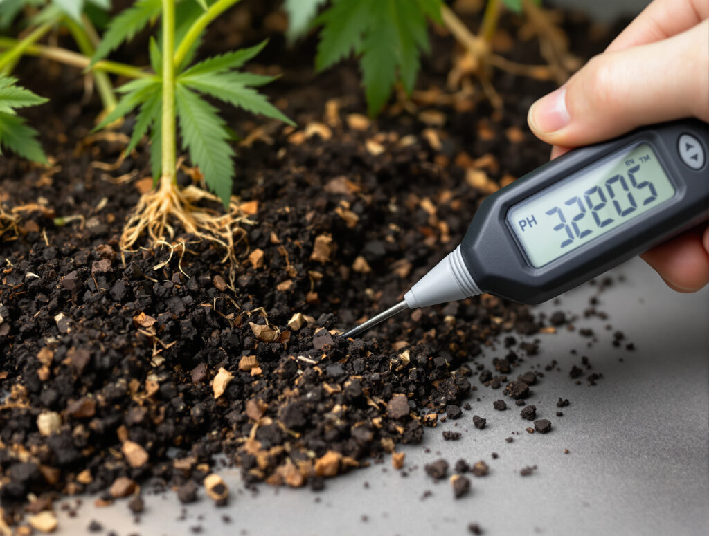 pH-Messung im Cannabissubstrat zur Nährstoffdiagnose