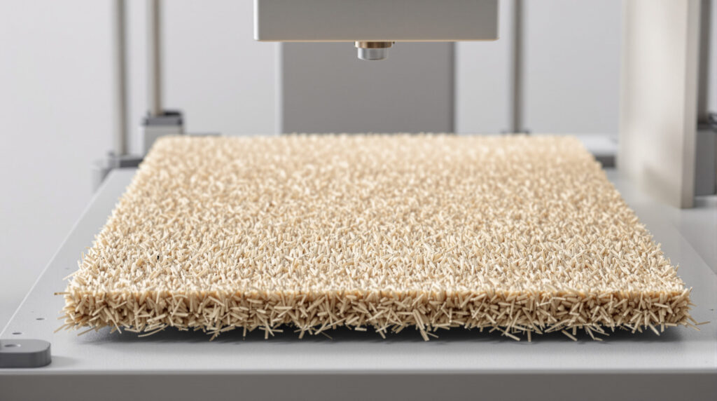 Feuchtigkeitstest an Naturfaser-Verbundprobe im Materiallabor
