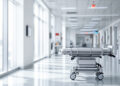 Klinikflur mit Tageslicht und medizinischer Ausstattung