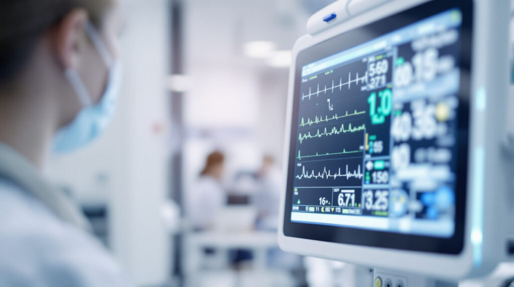 Klinisches Monitoring-Gerät in neutraler Krankenhausumgebung