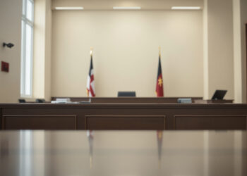 Leerer Gerichtssaal eines deutschen Verwaltungsgerichts
