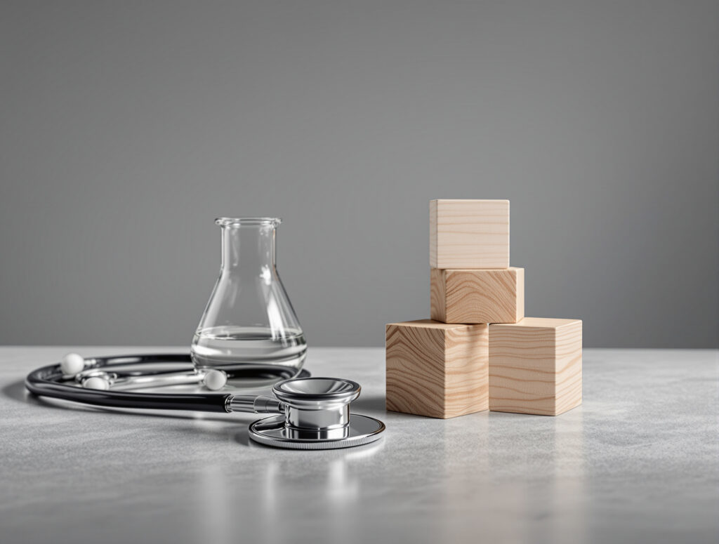 Symbolische Darstellung ganzheitlicher Drogenpolitik mit Gesundheits- und Präventionselementen
