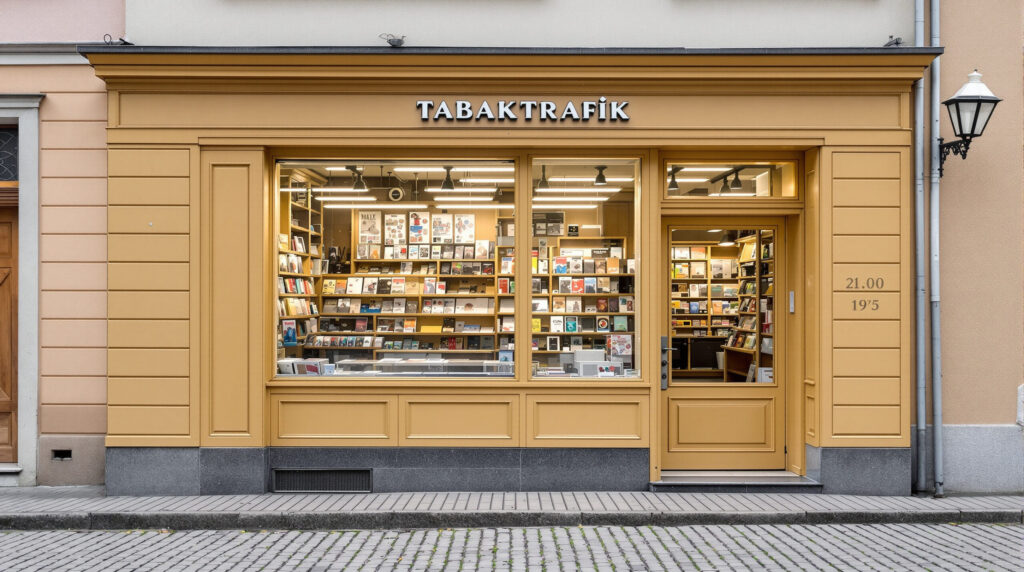 Traditionelle österreichische Tabaktrafik-Fassade in einer Stadtstraße