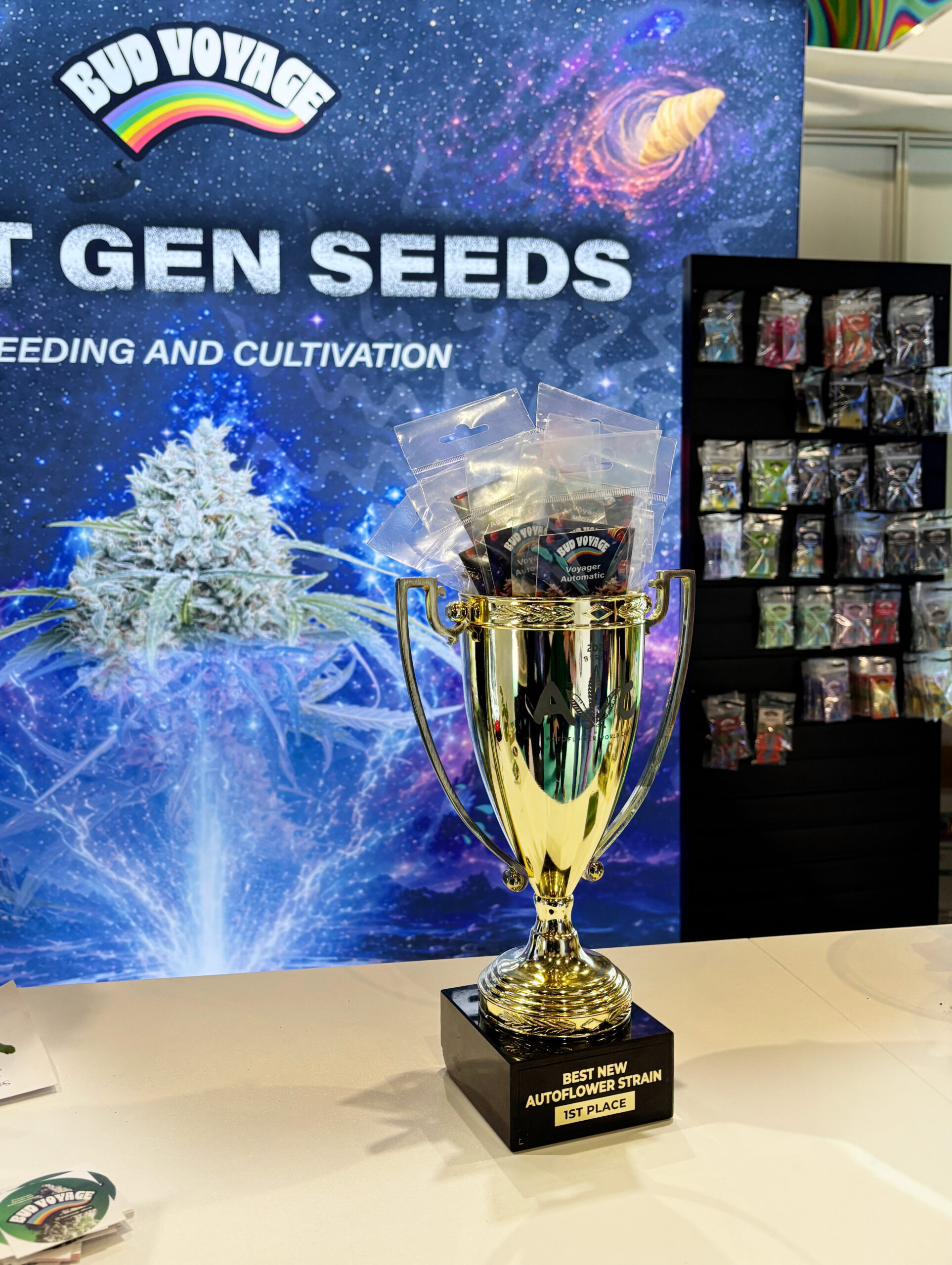 Pokal Best New Autoflower Strain, 1st Place, für die Voyager