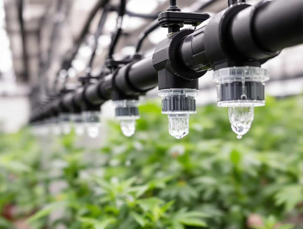 Druckkompensierende Tropfer für gleichmäßige Bewässerung im Cannabis-Anbau