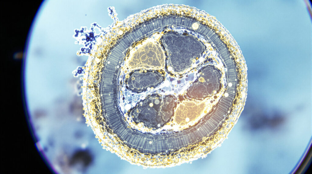 Elektronenmikroskopische Aufnahme von Mitochondrien in Zellkultur