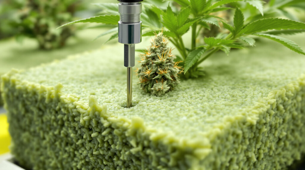 Feuchtigkeitssensor in Steinwolle zur Steuerung der Dry-Back-Phase beim Crop Steering
