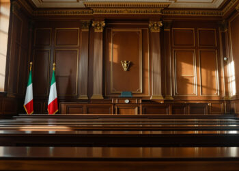 Gerichtssaal eines italienischen Strafgerichts mit Richterbank