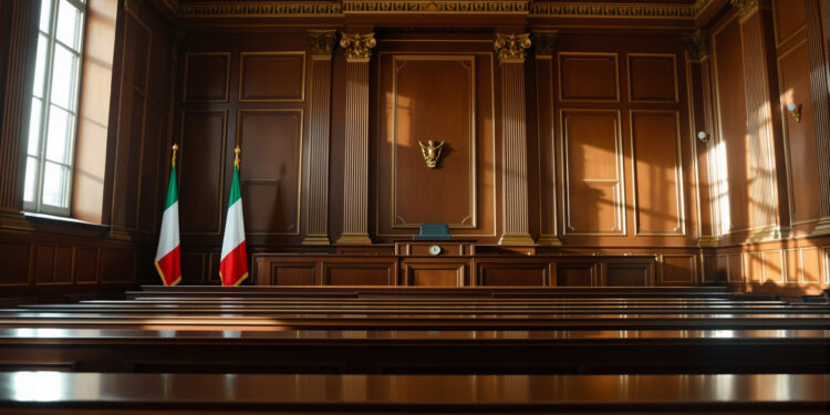 Gerichtssaal eines italienischen Strafgerichts mit Richterbank