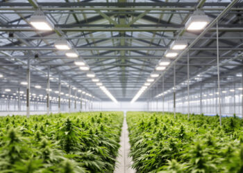 Gewächshaus-Innenansicht einer niederländischen Cannabis-Anbauanlage
