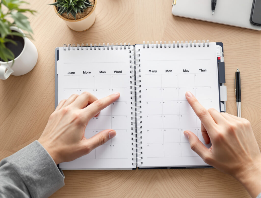 Kalender zeigt sechsmonatigen Therapiezeitraum
