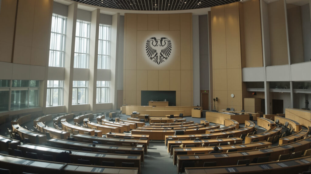 Leerer Plenarsaal des Deutschen Bundestags