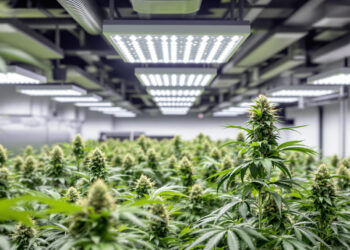 Professionelle Indoor-Cannabis-Anbauanlage mit LED-Beleuchtung