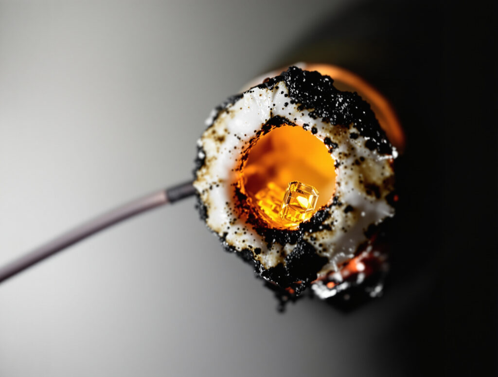 Überhitztes Heizelement einer Vape-Cartridge mit Verfärbungen