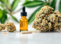 CBD-Öl-Flasche und Cannabis-Blüte neben einem Joint – zwei Cannabinoid-Profile im Vergleich