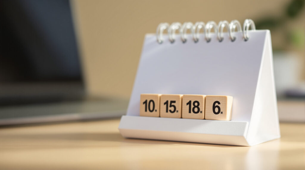Holzwürfel auf Kalender symbolisieren sechsmonatige Therapie-Wartezeit