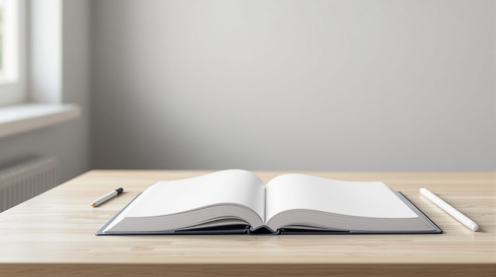 Leeres Notizbuch auf Schreibtisch – methodische Grenzen qualitativer Forschung