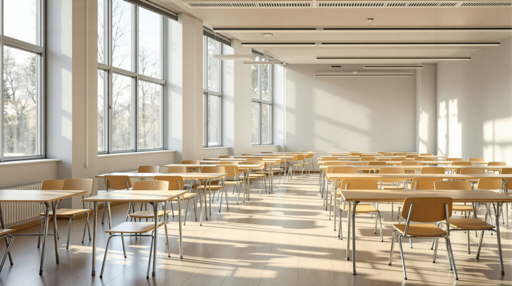 Leerer Klassenraum symbolisiert stabile Trends bei Jugendlichen