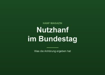 Grafik des Hanf Magazins mit dem Titel Nutzhanf im Bundestag und dem Zusatz Was die Anhörung ergeben hat