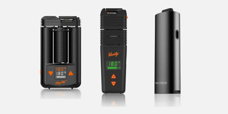 Storz & Bickel Mighty+, Venty und PAX Four nebeneinander im Größenvergleich